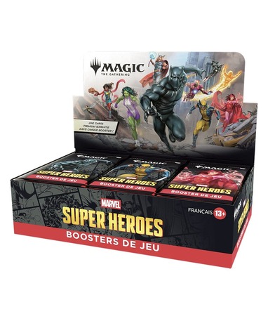 Magic: The Gathering Marvel Super Heroes Play Booster display på fransk